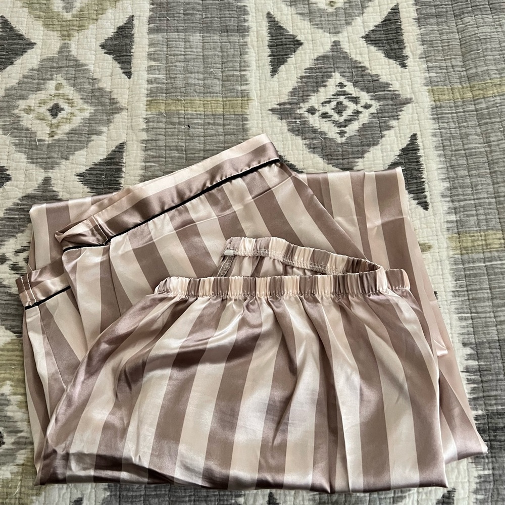 Striped Satin Pajama Bottoms